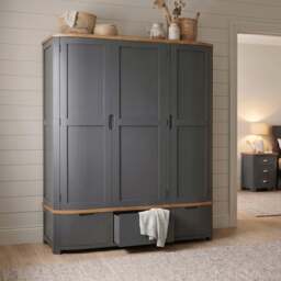 Bradwell Oak and Charcoal Painted Triple Wardrobe