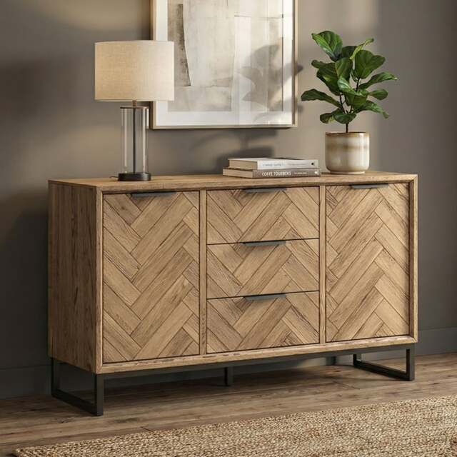 Herringbone Solid Oak Large Sideboard