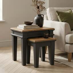 Lawson Oak and Charcoal Grey Painted Nest Of Tables
