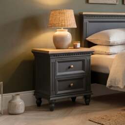 Francis Oak and Charcoal Grey Painted 2 Drawer Bedside Chest