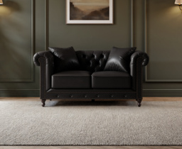 Westminster Chesterfield Black Leather 2 Seater Sofa
