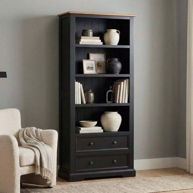 Charlton Oak and Black Painted Tall Bookcase