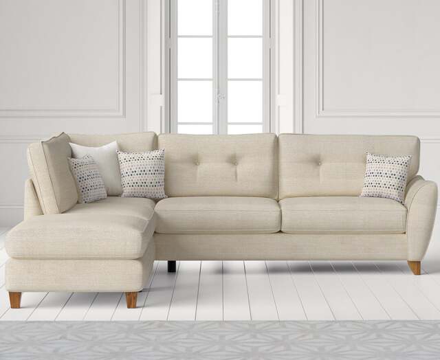 Florin Cream Fabric Left Hand Facing Corner Chaise Sofa