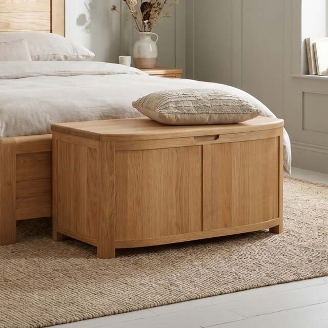 Somerton Curved Solid Oak Blanket Box