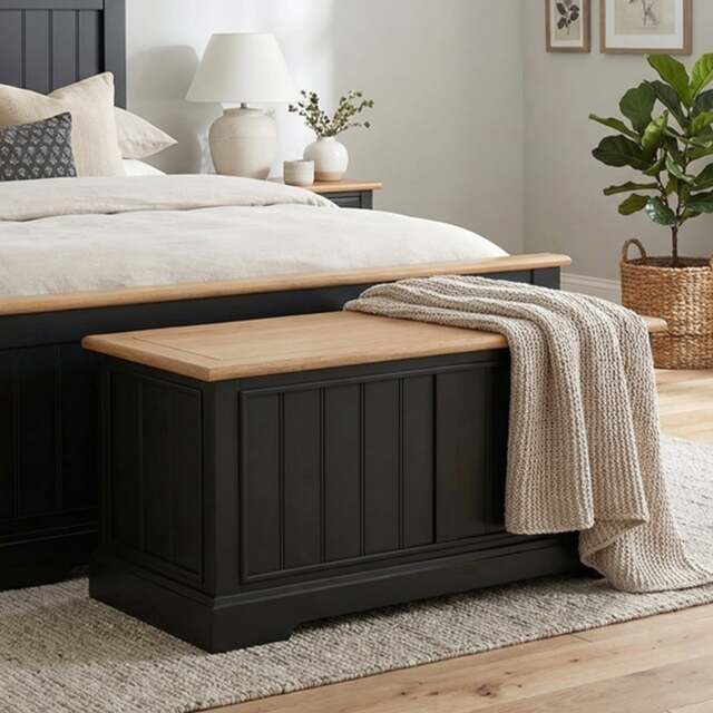 Charlton Oak and Black Painted Blanket Box