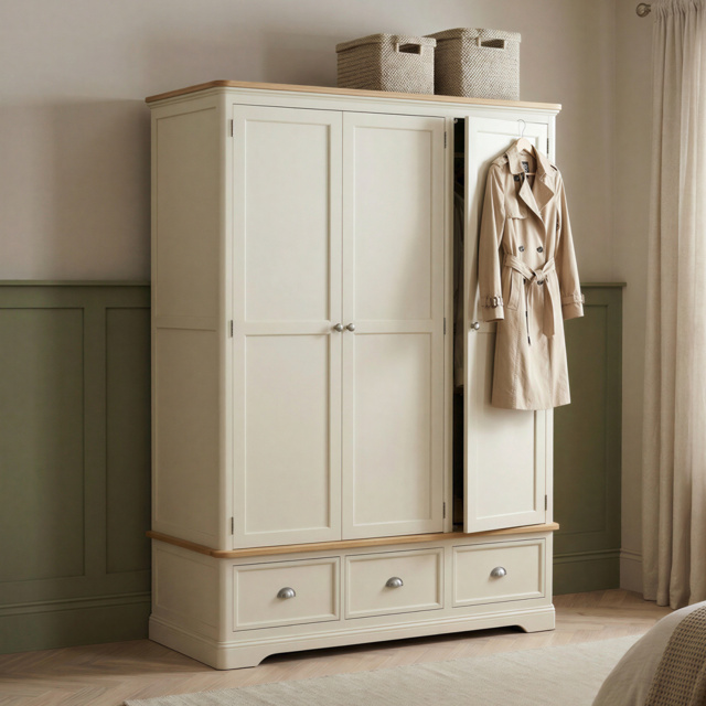 Madley Oak and Cream Painted Triple Wardrobe