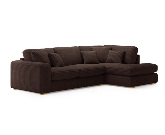 Milan Chocolate Fabric Right Hand Facing Chaise Sofa