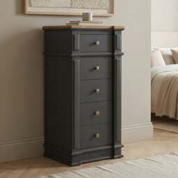 Lawson Oak and Charcoal Grey Painted 5 Drawer Tallboy