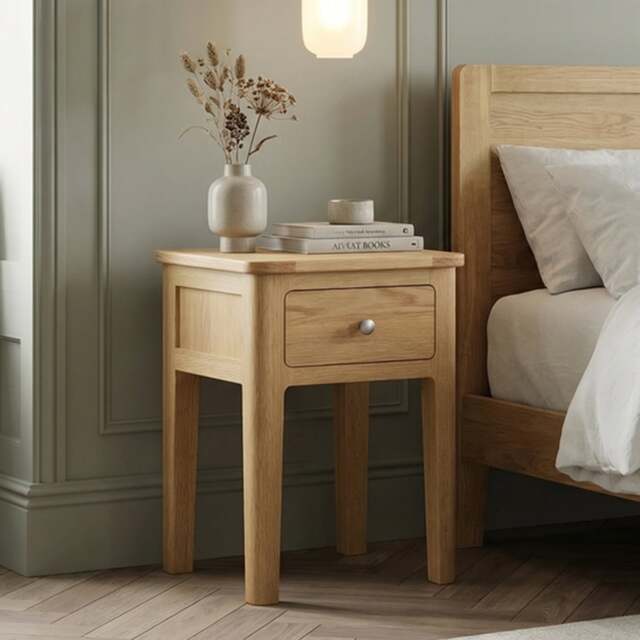 Solid Oak Bedside Table with Drawer