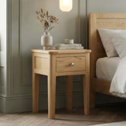 Solid Oak Bedside Table with Drawer
