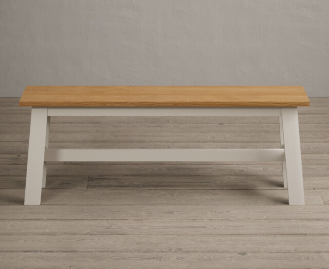 Kendal Large Solid Oak and Cream Painted Bench