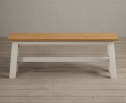 Kendal Large Solid Oak and Cream Painted Bench