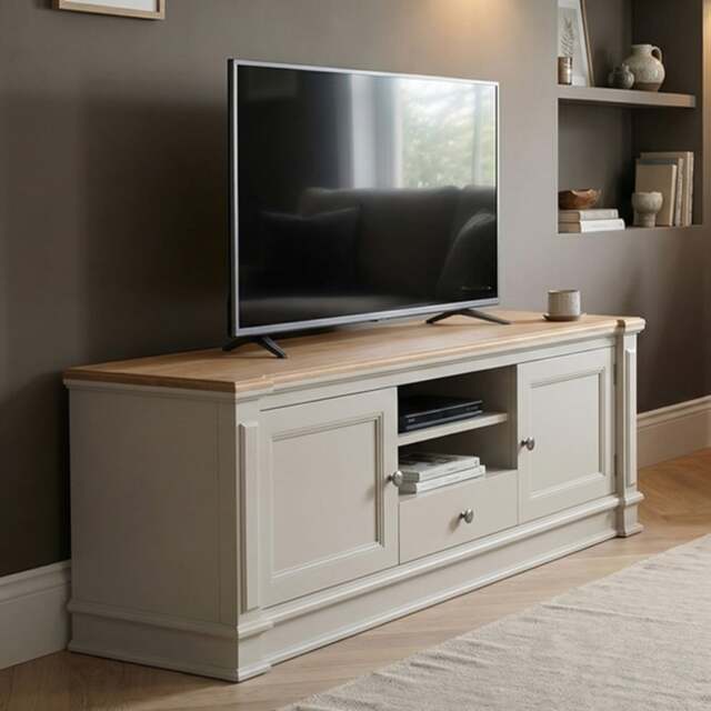 Lawson Oak and Soft White Painted Super Wide TV Cabinet