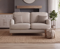 Chilworth Natural Fabric 2 Seater Sofa with Grey Cushions
