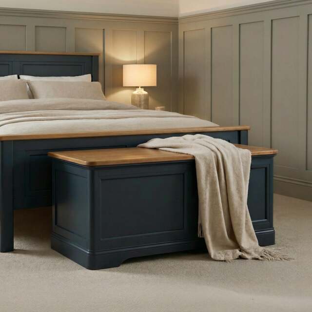 Bridstow Oak and Blue Painted Blanket Box