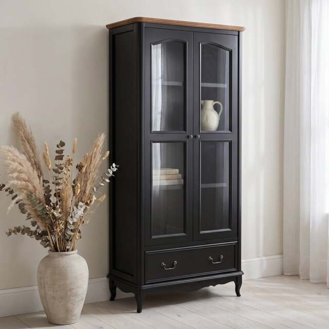 Chateau Noir Oak and Black Painted Display Cabinet