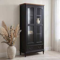 Chateau Noir Oak and Black Painted Display Cabinet