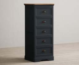 Bridstow Oak and Blue Painted 5 Drawer Tallboy
