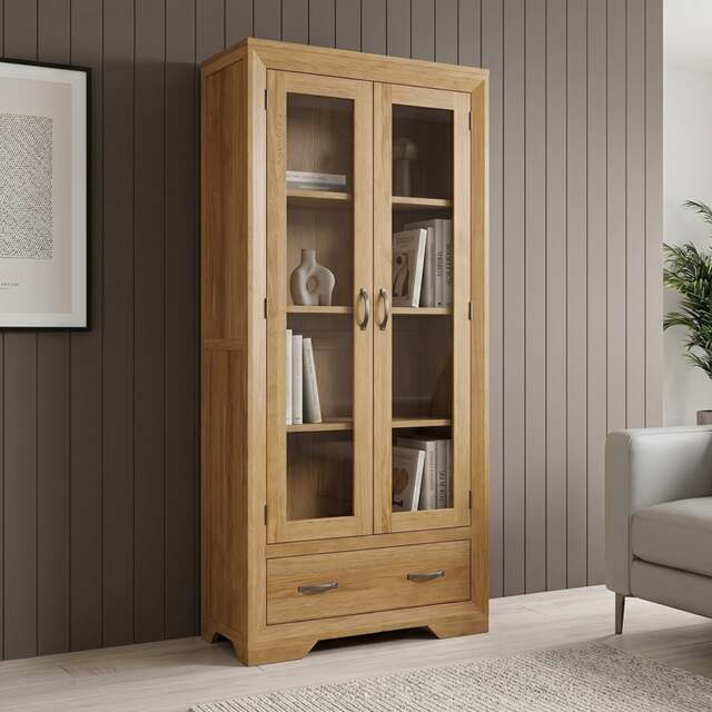 Tilt 100% Solid Oak Glazed Display Cabinet