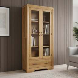 Tilt 100% Solid Oak Glazed Display Cabinet