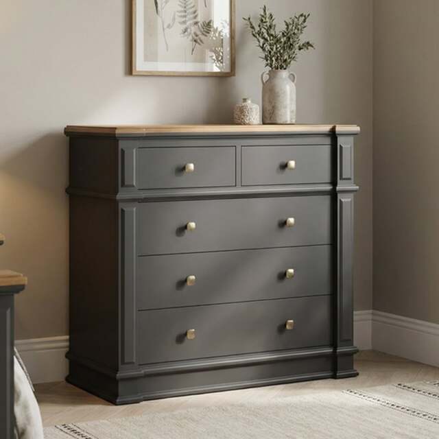 Lawson Oak and Charcoal Grey Painted 2 Over 3 Chest of Drawers