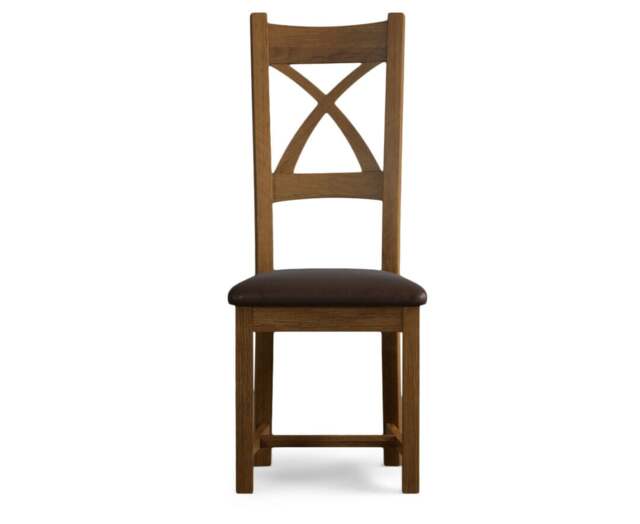 Rustic Solid Oak Brown Set of 2 Fabric Dining Chairs