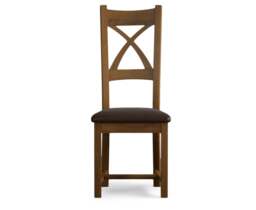 Rustic Solid Oak Brown Set of 2 Fabric Dining Chairs