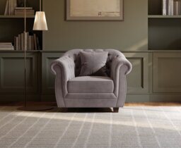 Eva Chesterfield Light Grey Velvet Armchair