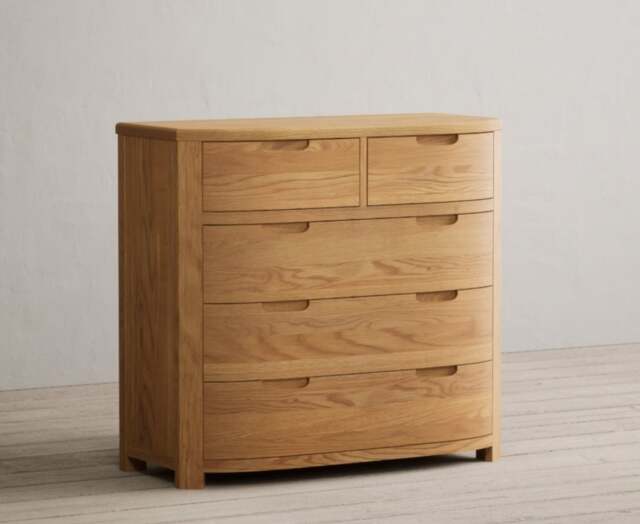 Somerton Curved Solid Oak 2 Over 3 Chest of Drawers
