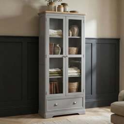 Felton Oak and Light Grey Painted Glazed Display Cabinet