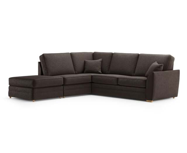 Bella Chocolate Fabric Large Left Hand Facing Chaise Corner Sofa