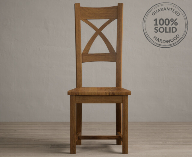 Rustic Solid Oak Rustic Oak Set of 2 Oak Dining Chairs