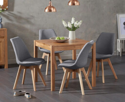 York 80cm Solid Oak Dining Table with 2 Dark Grey Orson Chairs