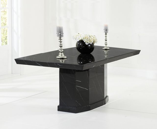 Carvelle 160cm Black Pedestal Marble Dining Table