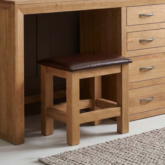 Tilt Solid Oak Dressing Table Stool
