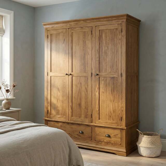 Burford Rustic Solid Oak Triple Wardrobe