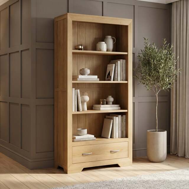 Tilt 100% Solid Oak Tall Bookcase