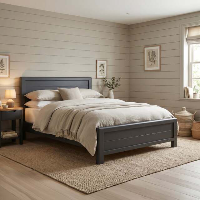 Bradwell Oak and Charcoal Painted King Size Bed
