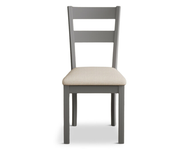 Kendal Light Grey Painted Dining Chairs with Brown Suede Seat Pad