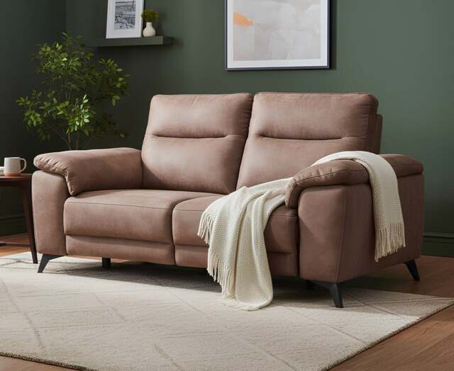 Sinclair Earth Brown Fabric 3 Seater Recliner Sofa