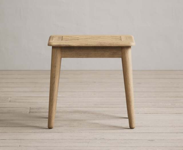 Solid Oak Dressing Table Stool - Herringbone Detail
