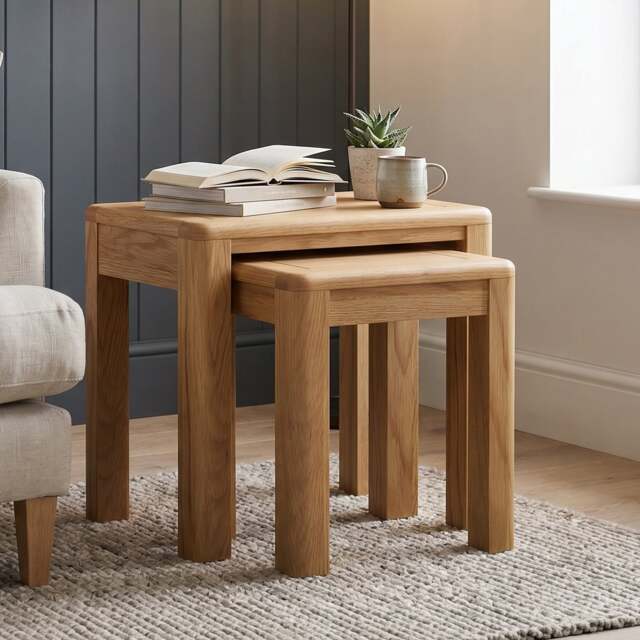 Harper Solid Oak Nest Of Tables