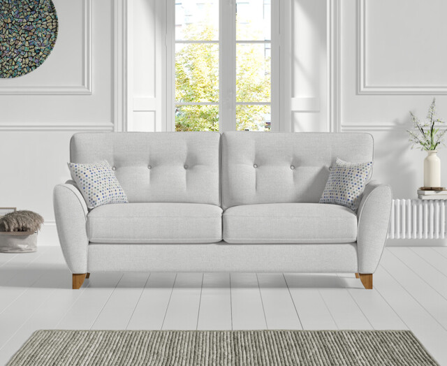 Florin Light Grey Fabric Three Seater Sofa