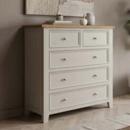 Weymouth Oak and Soft White Painted 2 Over 3 Chest of Drawers