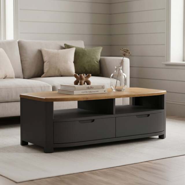 Bradwell Oak and Charcoal Painted 4 Drawer Coffee Table
