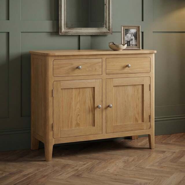 Small Solid Oak Sideboard - Compact Storage