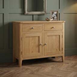 Small Solid Oak Sideboard - Compact Storage