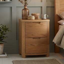Somerton Curved Solid Oak 2 Drawer Bedside Chest