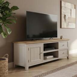 Weymouth Oak and Soft White Painted Super Wide TV Cabinet