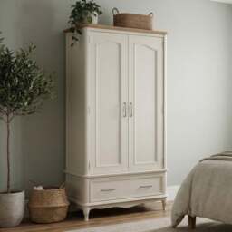 Chateau Oak and Soft White Painted Double Wardrobe